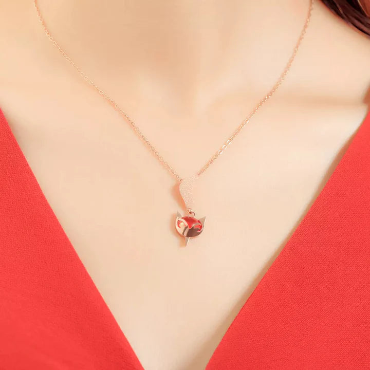 Non Tarnish 18k Gold Plated Stainless Steel Cute Fox Animal Pendant Necklace