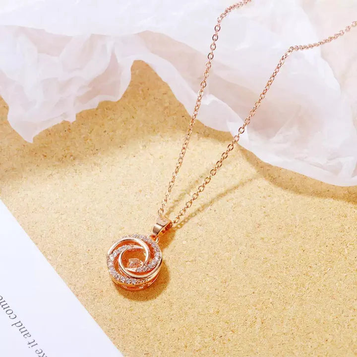 Cubic Zirconia Moving Diamond Necklace Pendant