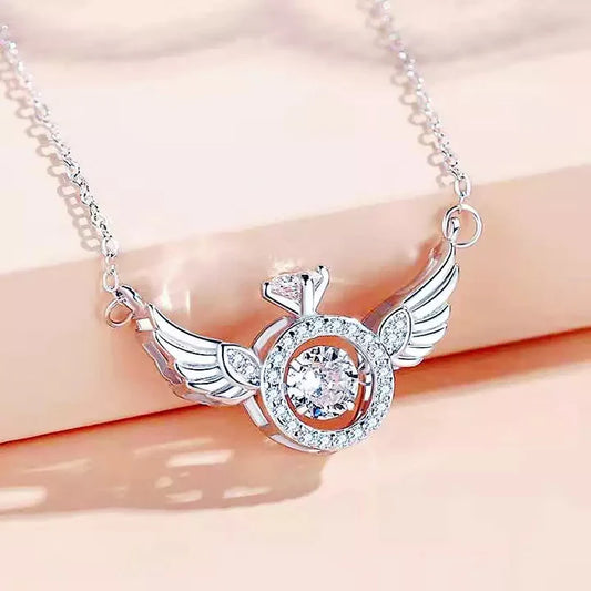 18K Gold & Silver Plated Angel Wings Smart Clavicle Necklace Advanced Feeling Versatile Beating Necklace
