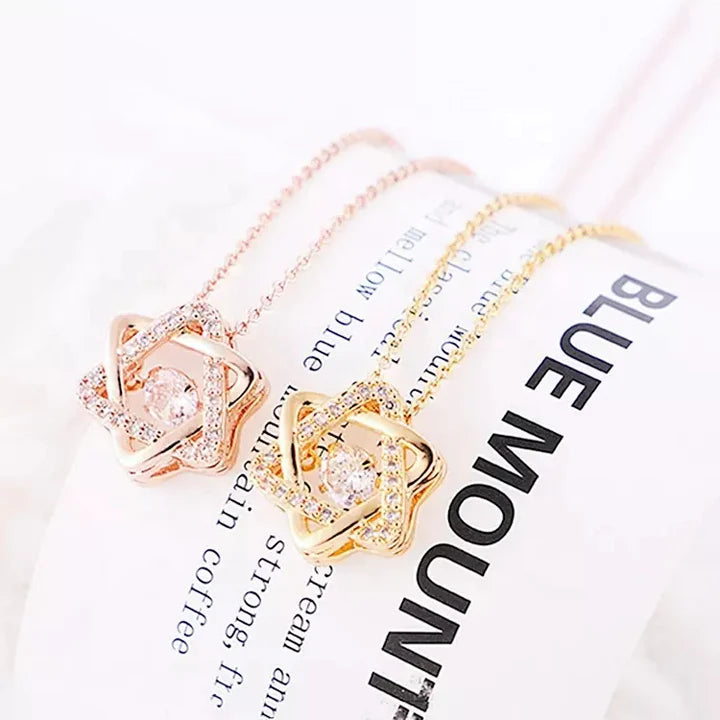 Moving Diamond David of Star Pendant Necklaces