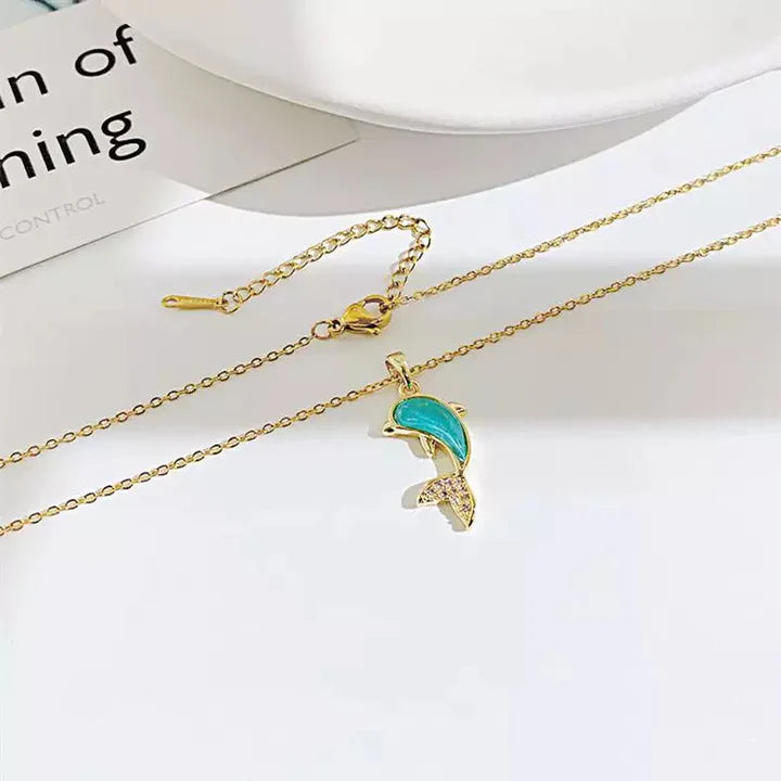 18k Gold Plated Zirconia Whale Shark Necklace Pendant