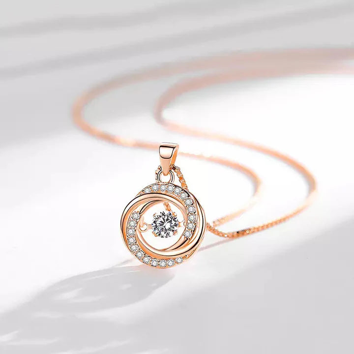 Cubic Zirconia Moving Diamond Necklace Pendant