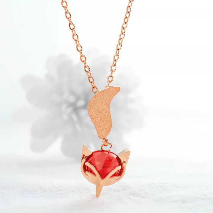 Non Tarnish 18k Gold Plated Stainless Steel Cute Fox Animal Pendant Necklace